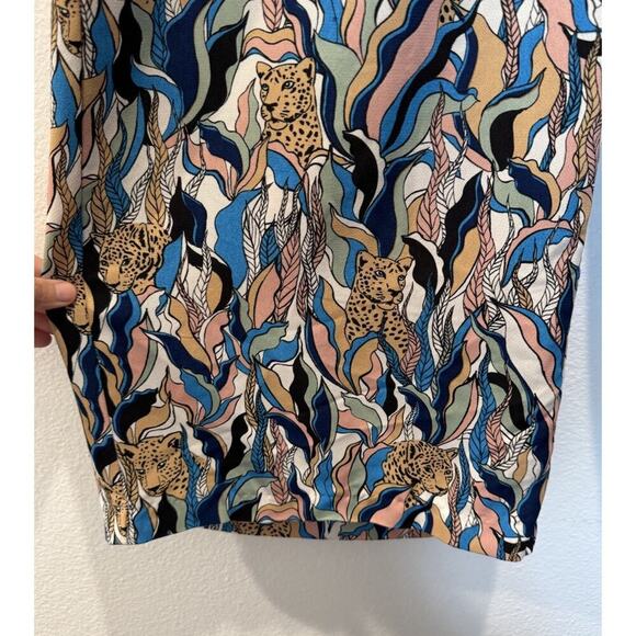 Monki Womens Size 40 Wide Leg Crop Pants Trousers Safari Leopard Colorful Artsy - Picture 6 of 10